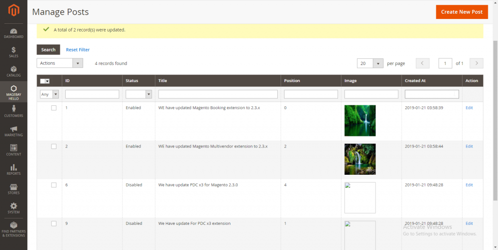 How to change Status in Admin Grid 